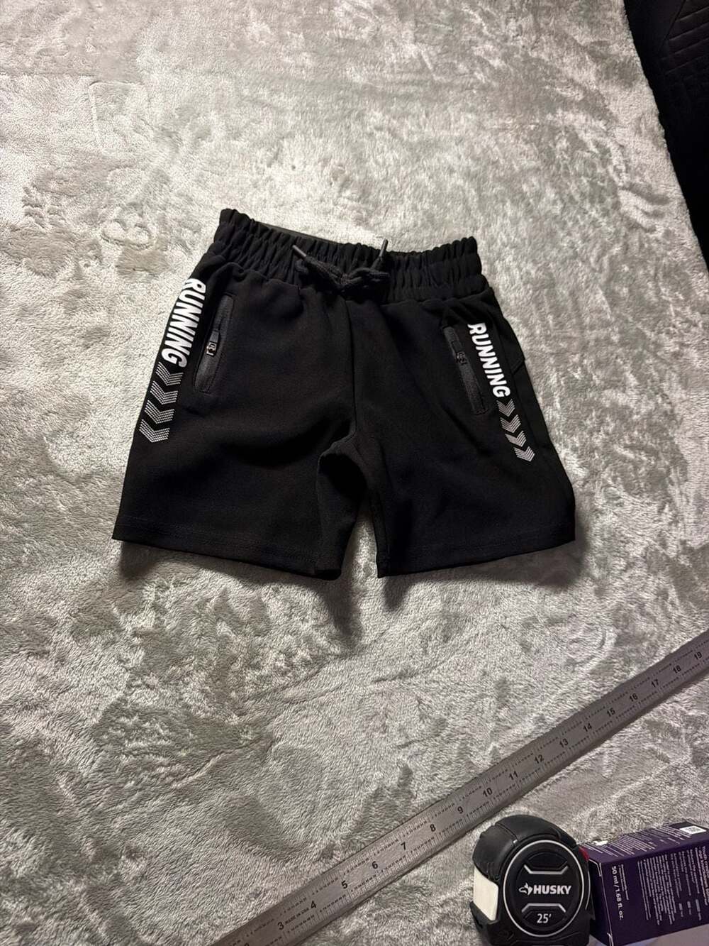 Attract Power Boys Black Athletic Running Shorts with Zipper Pockets Size S(4)